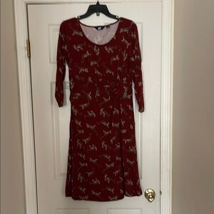 Lands End - stretchy safari cheetah cat animal print long sleeve dress - M 10-12